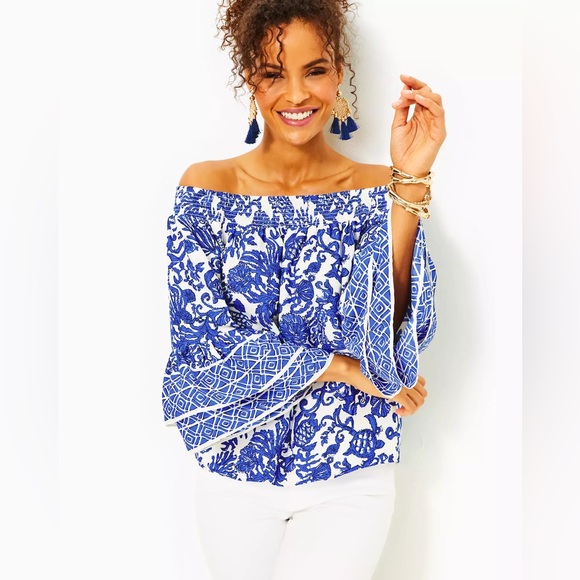 Lilly Pulitzer Tops - LILLY PULITZER | Kaori Off-Shoulder Bohemian Blouse Sz S